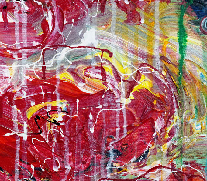detail of the large poppy painting in portrait format