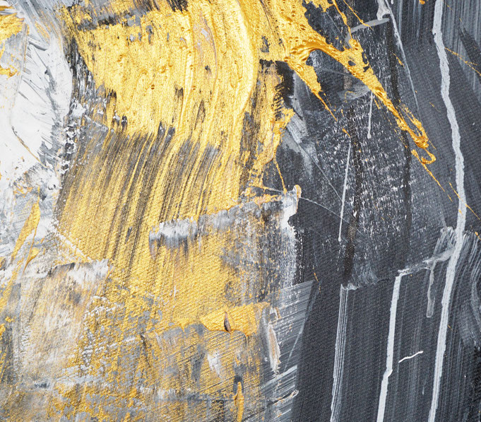 detail of the abstract black white golden painting