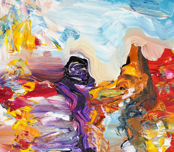 Painting detail of the seascape reflection