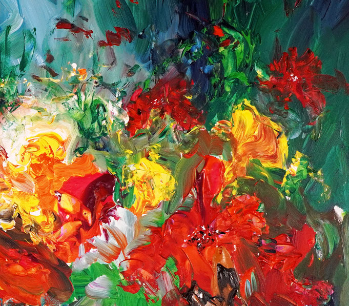 Detail of the flower bouquet painting