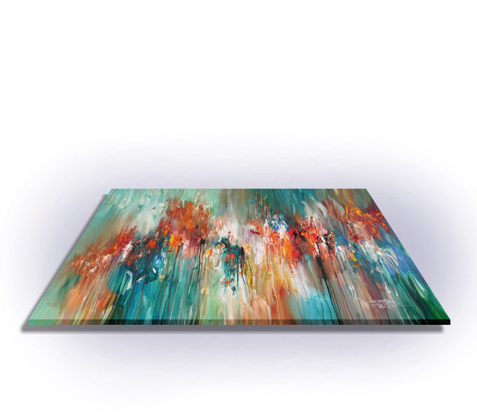 ready to hang, blue abstract large painting