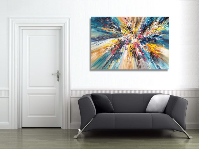 The finished painting hanging on the wall