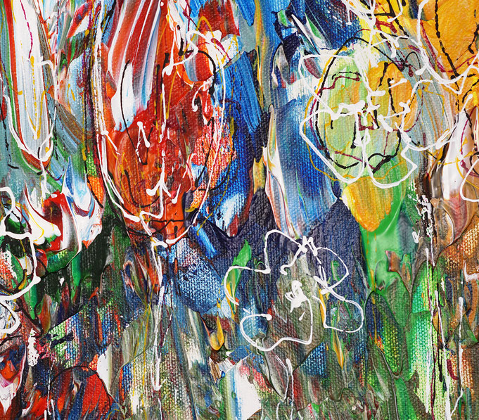 detail of the floral, semi abstract artwork by the artist Peter Nottrott