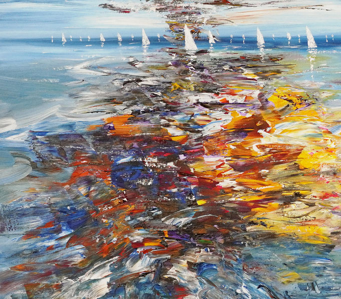detail of the summer sailing painting