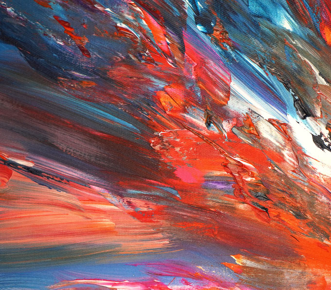 Detail of the large abstract vibrant artwork