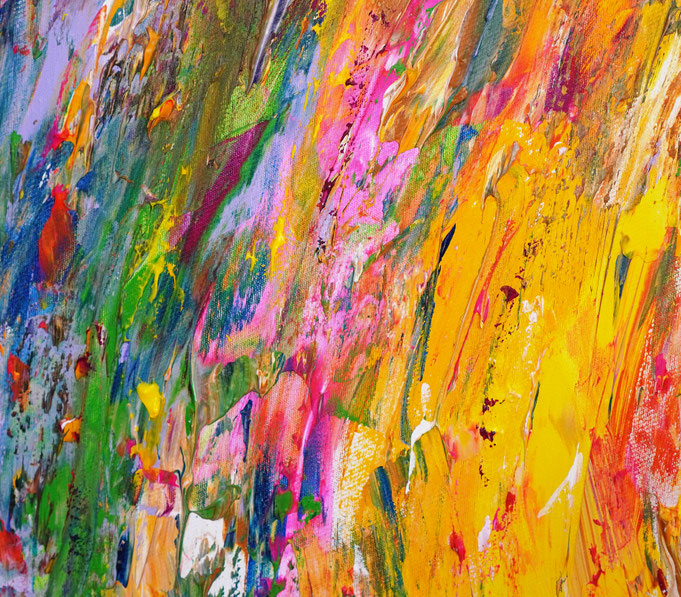 detail of the abstract painting in oversized portrait format
