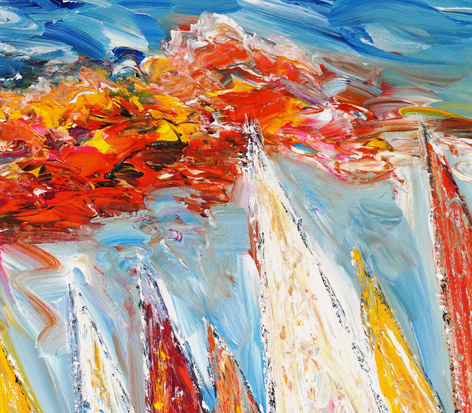 detail of the summer sailing painting