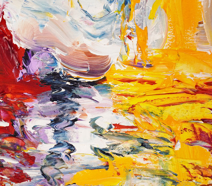 Painting detail of the seascape reflection