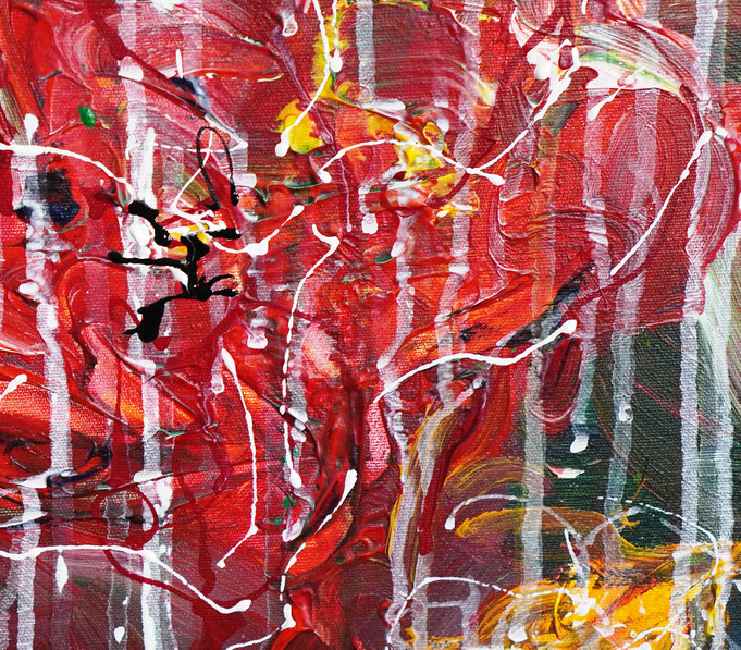 detail of the large poppy painting in portrait format