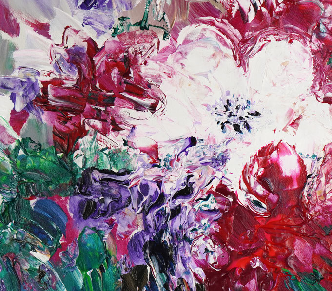 Detail of the flower bouquet painting