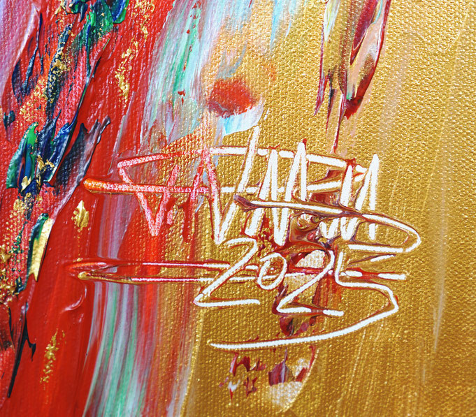 Signature of the abstract artwork by the artist Peter Nottrott, bottom left