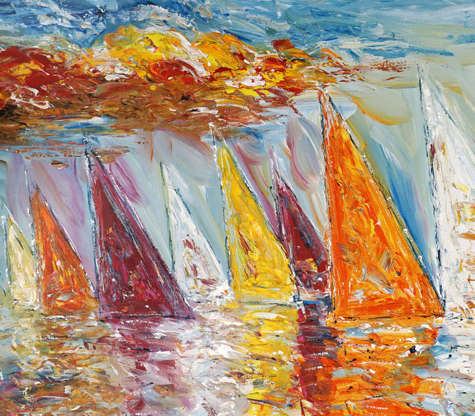 detail of the summer sailing painting