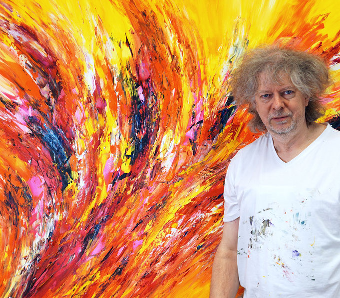 just finished painting: Peter with Yellow Red Abstraction XL 5
