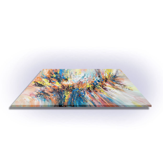 ready to hang, blue abstract large painting