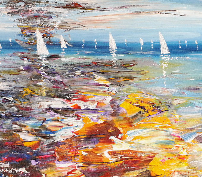 detail of the summer sailing painting