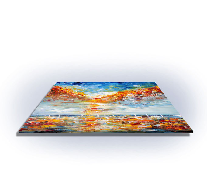 side view of the sunset sailing artwork