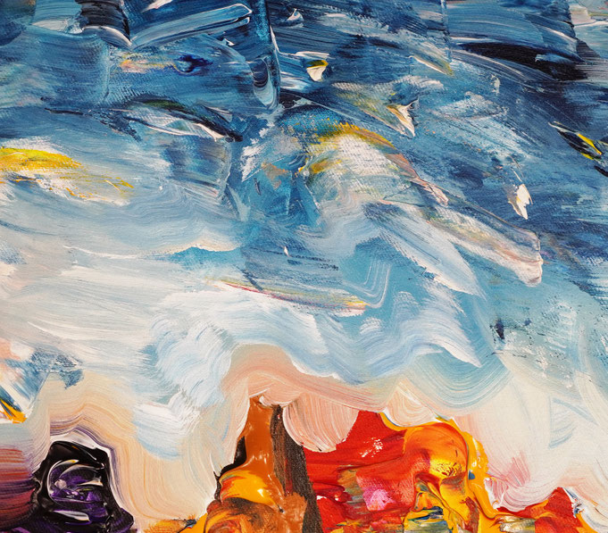 Painting detail of the seascape reflection
