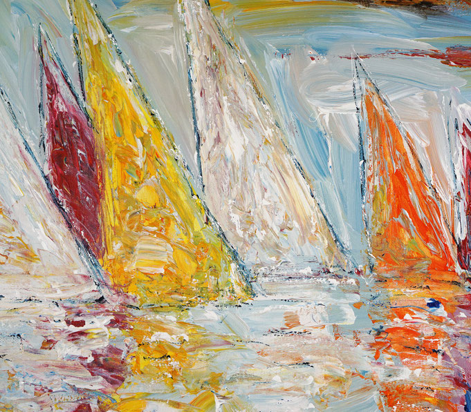 detail of the summer sailing painting