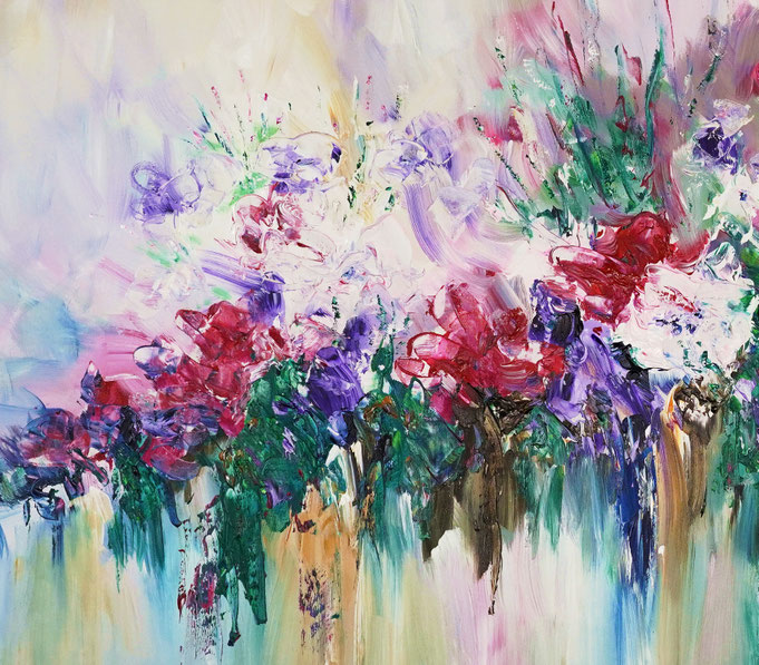 Detail of the flower bouquet painting