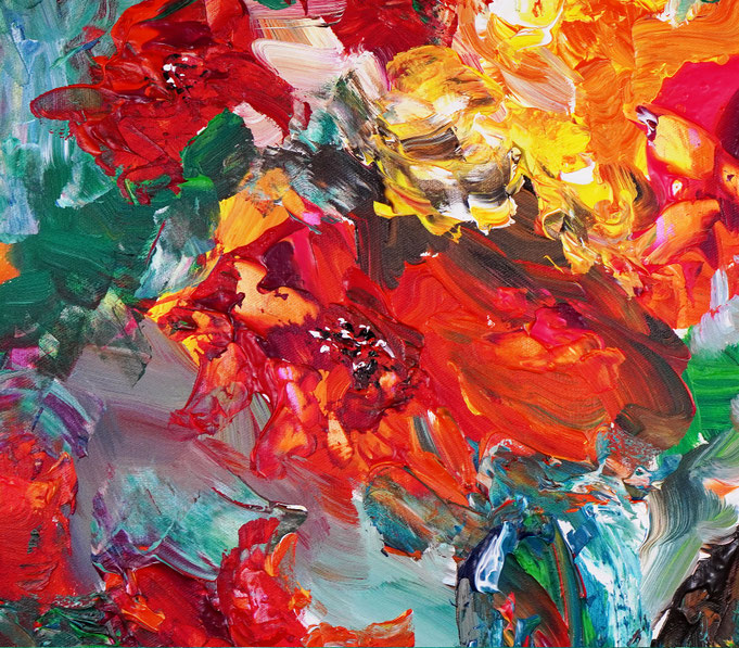 Detail of the flower bouquet painting
