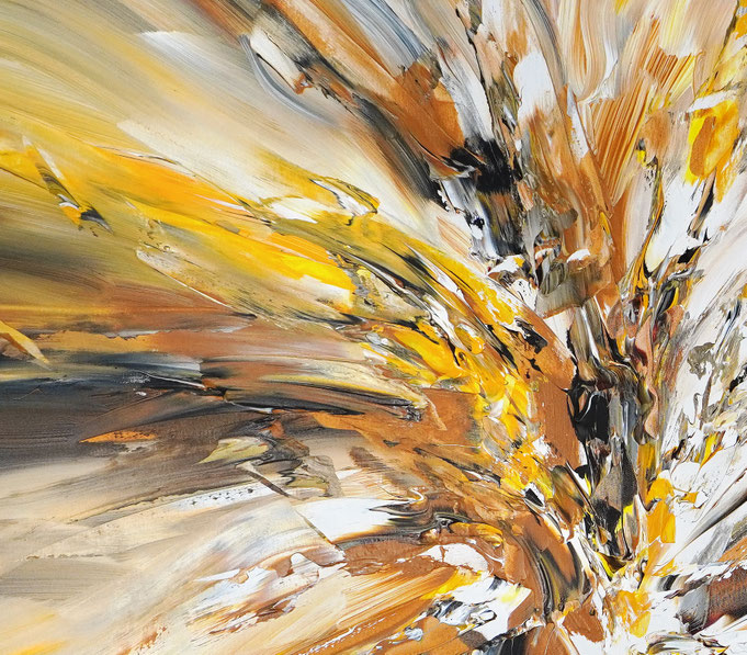 detail of the large abstract, brown artwork