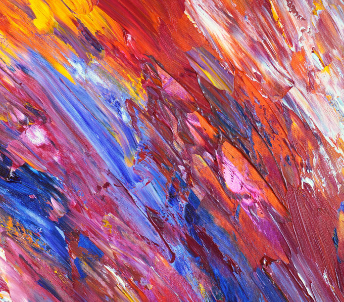 detail of the vibrant red abstract painting