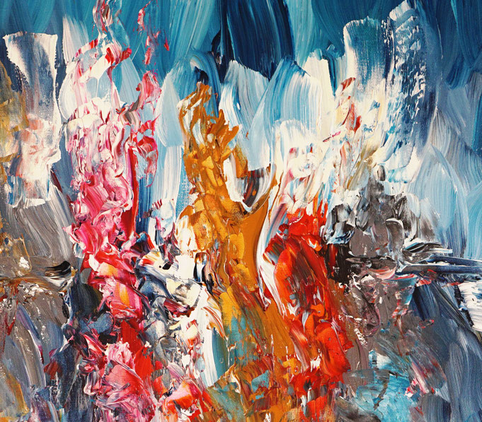 Painting detail of the seascape reflection