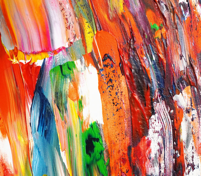 detail of the large abstract artwork in portrait format