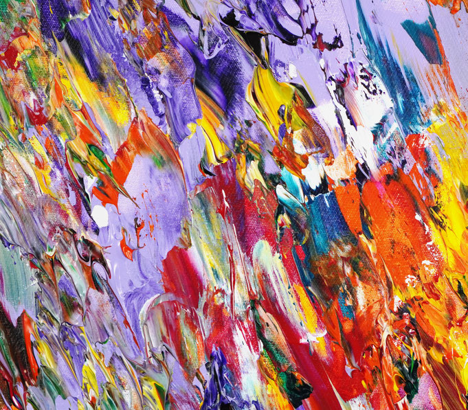 detail of the large abstract artwork in portrait format