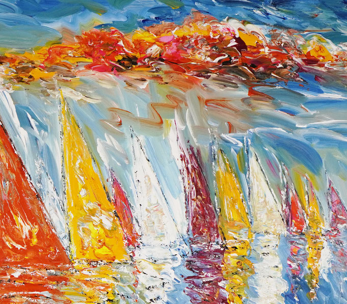 detail of the summer sailing painting