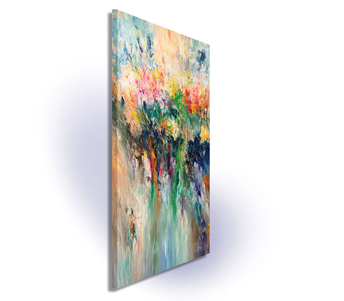 ready to hang, blue abstract large painting