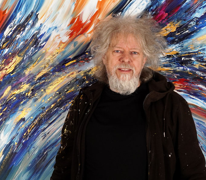 ... just finished painting: Peter with Slim: Blue Magenta Gold 4