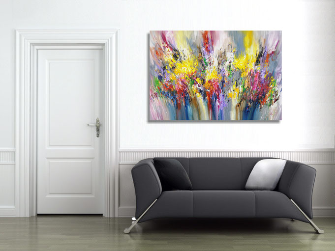 The finished painting hanging on the wall