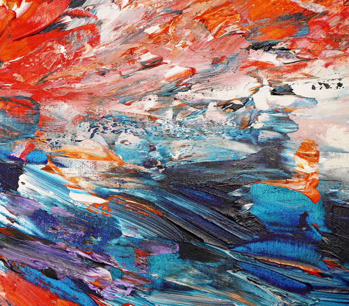 Detail of the large abstract vibrant artwork