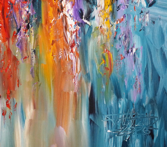 detail of the vibrant semi abstract seascape painting