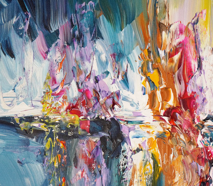 detail of the vibrant semi abstract seascape painting