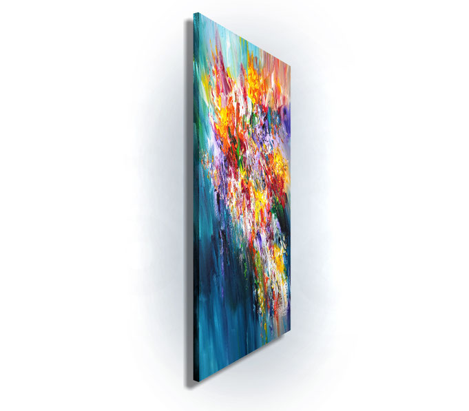 ready to hang, blue abstract large painting