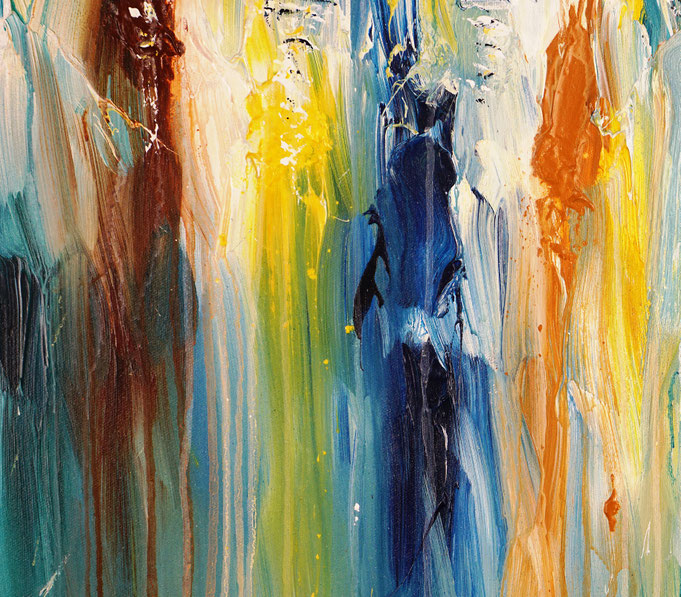 detail photo of the large vibrant sail boat painting