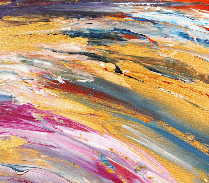 detail of the abstract painting in an oversized panoramic format