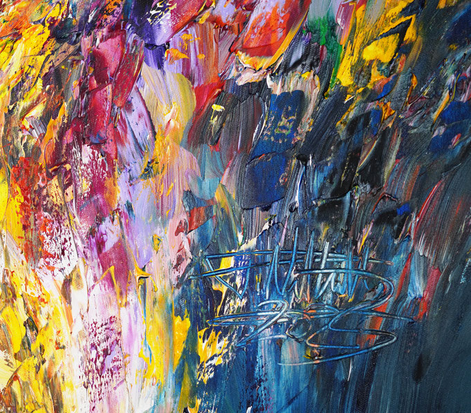 detail of the abstract, colorful painting