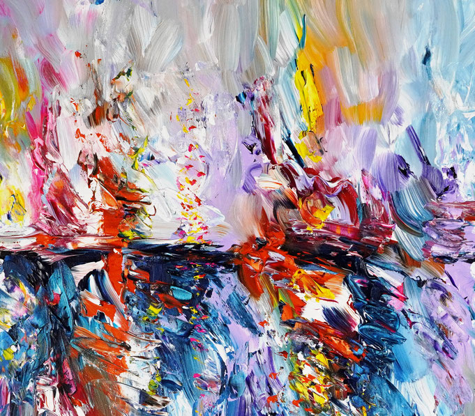 detail of the vibrant semi abstract seascape painting