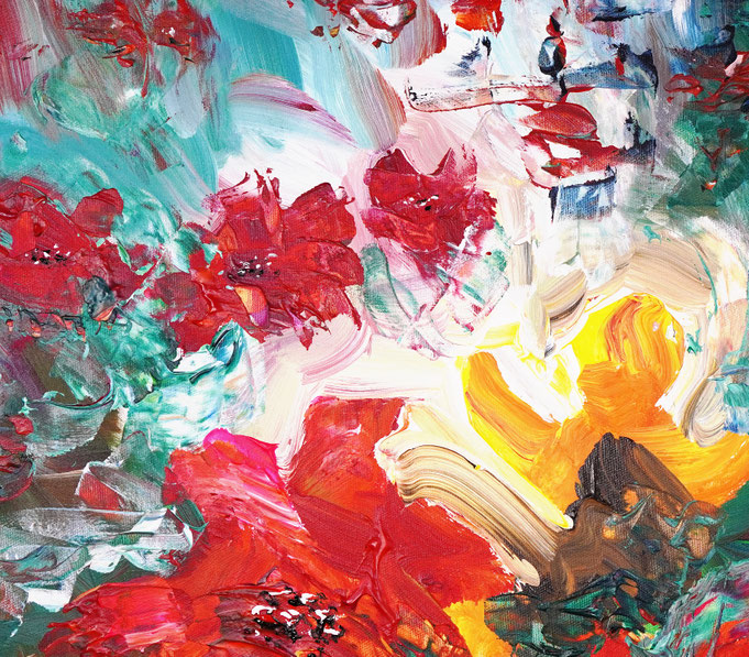 Detail of the flower bouquet painting