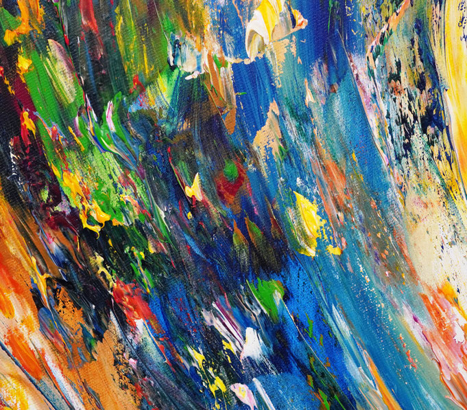 detail of the abstract painting in oversized portrait format