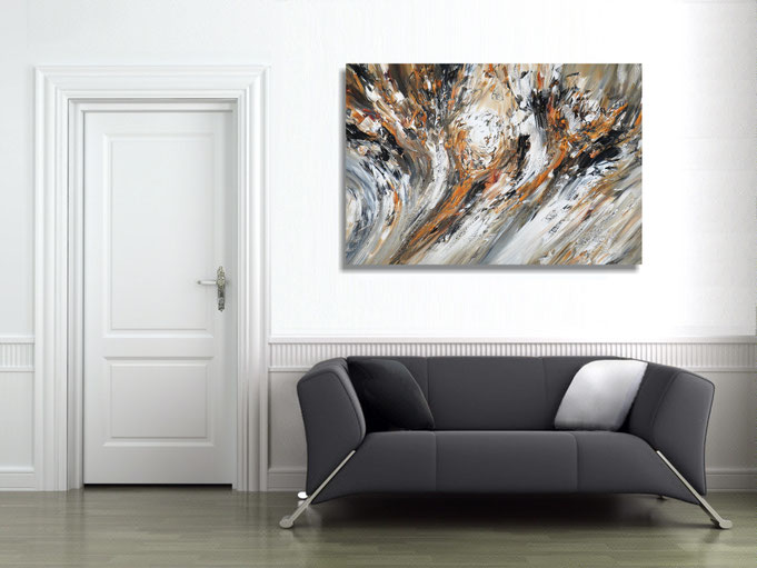 The finished painting hanging on the wall