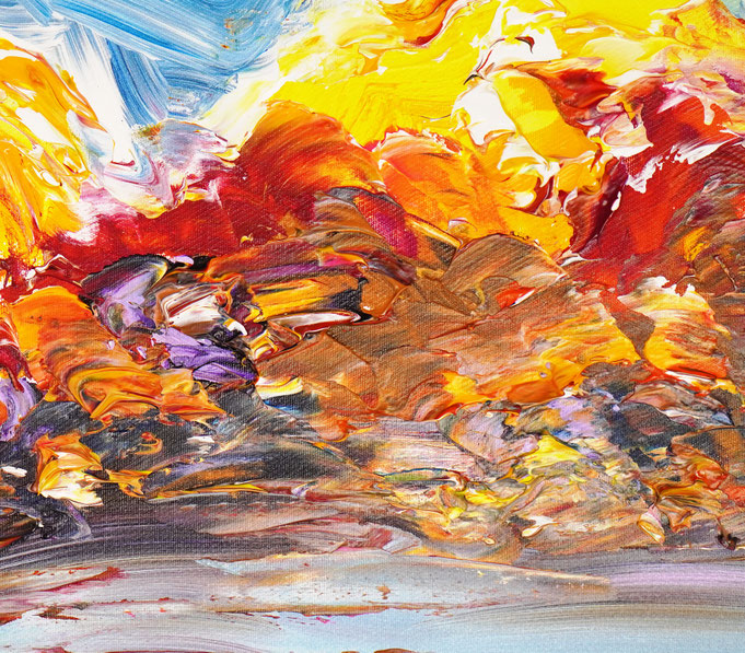Detail of the semi abstract sailing painting st sunset