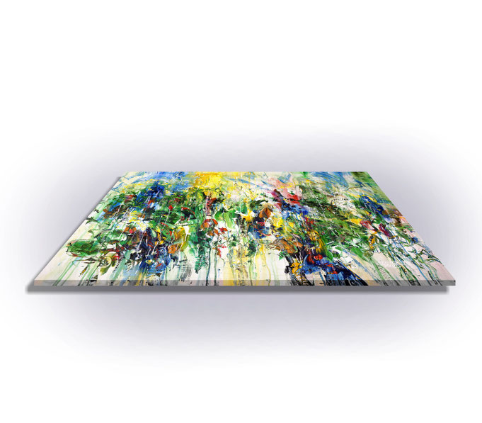 ready to hang, blue abstract large painting