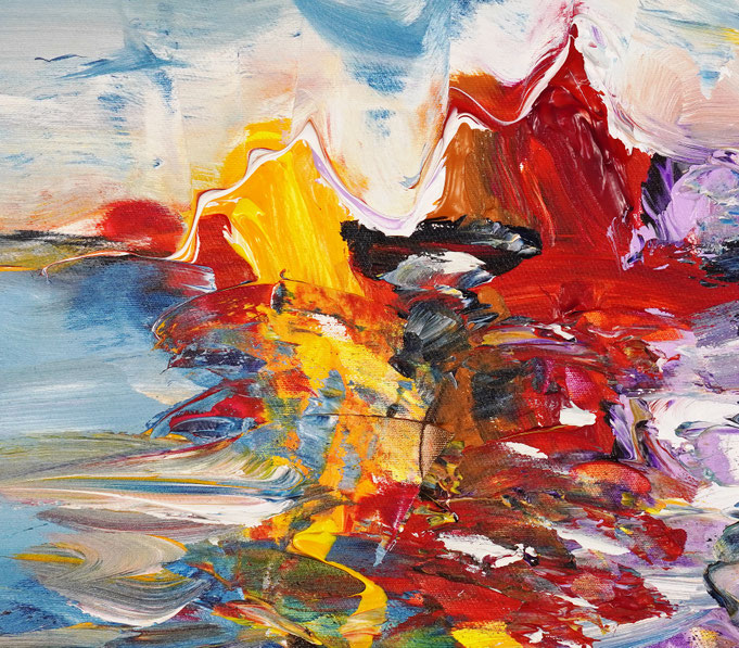 Painting detail of the seascape reflection