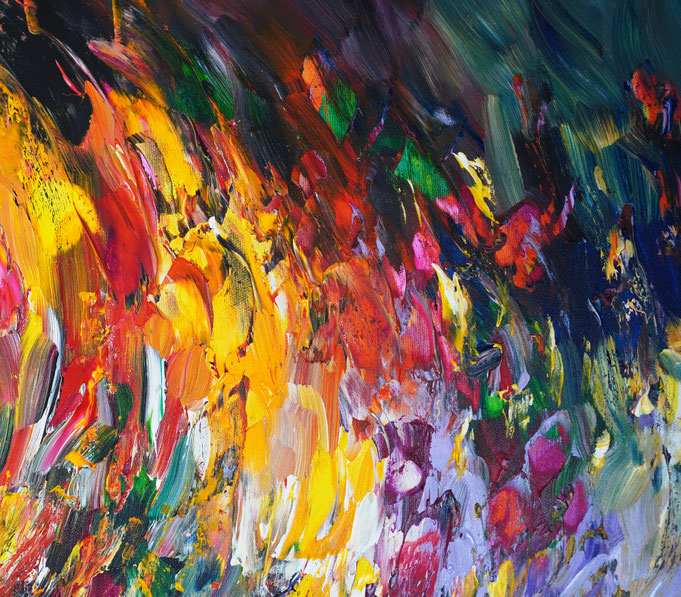 detail of the abstract, colorful painting
