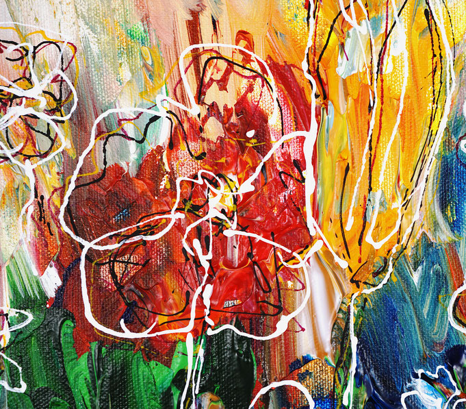 detail of the floral, semi abstract artwork by the artist Peter Nottrott