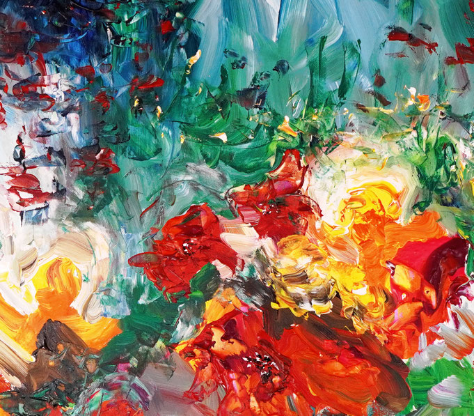 Detail of the flower bouquet painting